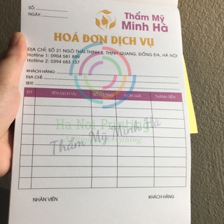 Combo 10 Quyển Hoá Đơn Dịch Vụ Cho Spa