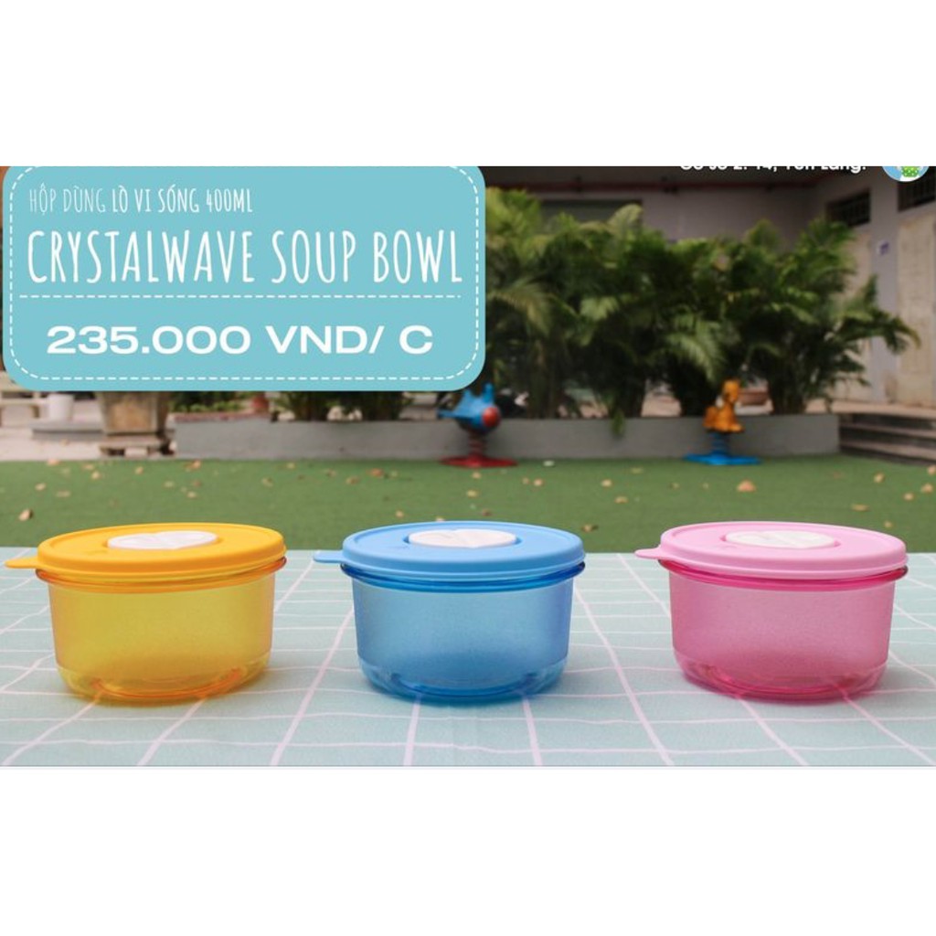 Tupperware Bát quay vi sóng / Hộp quay vi sóng Crystalware Soup Bowl