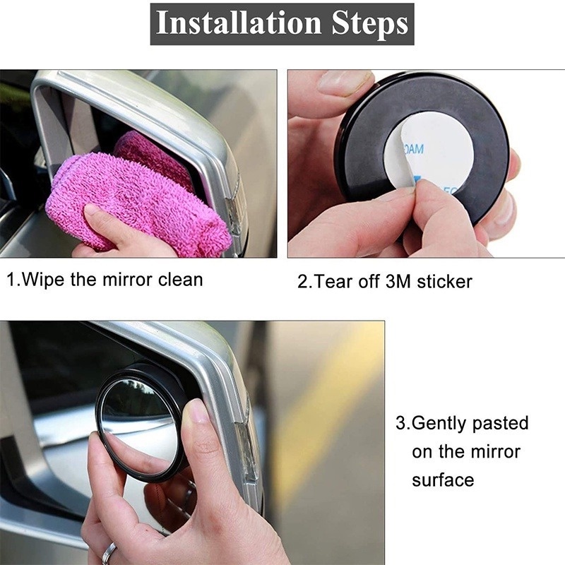 1PC 360° Rotating Cars Blind Spot Mirror / Round Glass Convex Rear View Mirror Adjustable