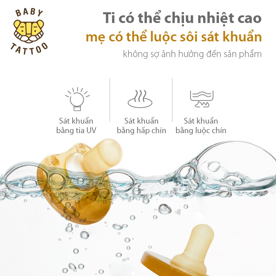 Ti Ngậm SIlicone Nano Bạc Kháng Khuẩn, Hạn Chế Mút Tay, Rèn Luyện Kỹ Năng Hút Cho Bé BABY TATTOO