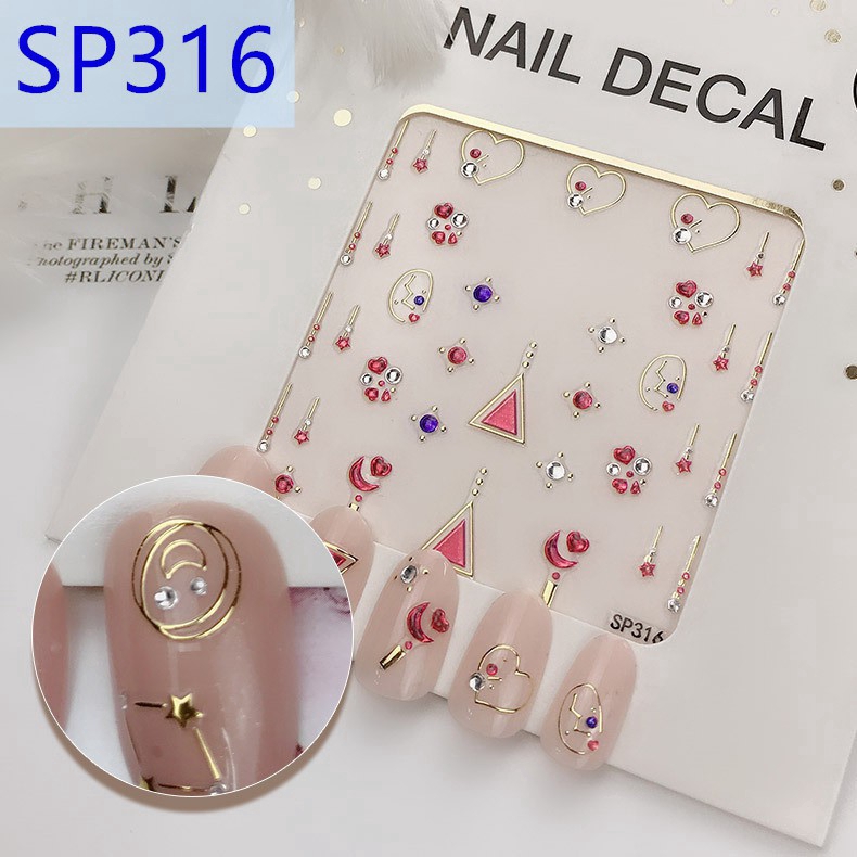 Miếng dán móng tay hình kim cương lấp lánh nghệ thuật