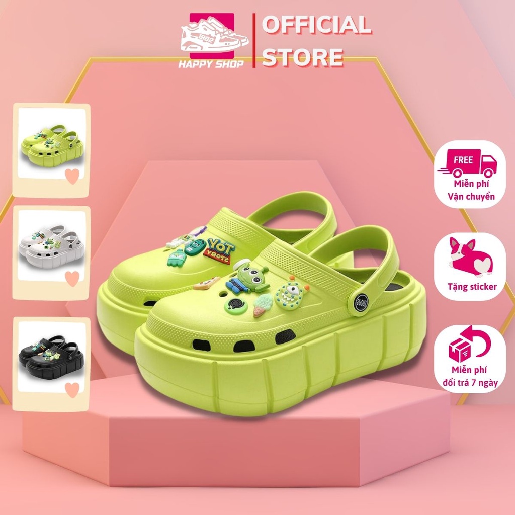 Dép Cross đế cao 6cm, dép crocs chất liệu Eva kèm Sticker hot trend 2022