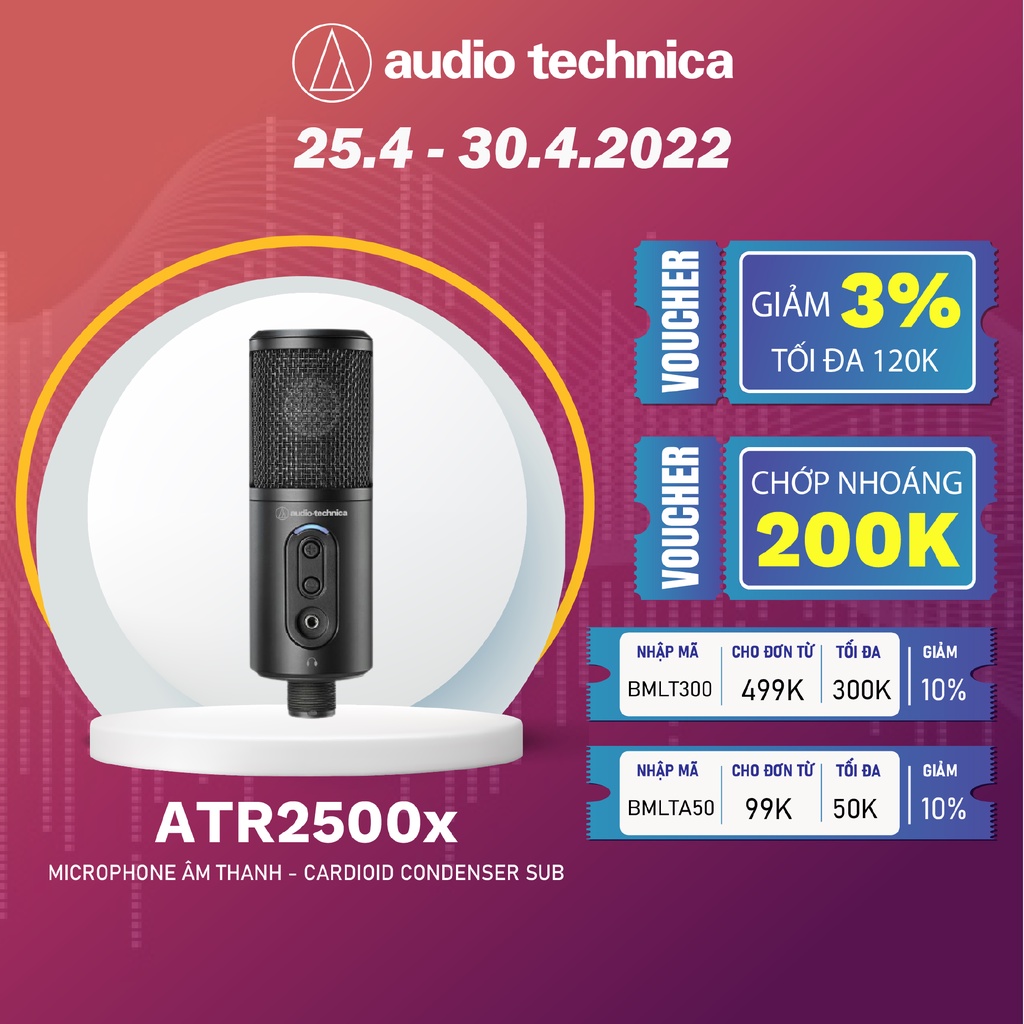 [Mã ELHACE giảm 4% đơn 300K] Microphone Audio-technica ATH-ATR2500x-USB - Hàng Chính Hãng