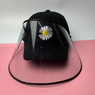 Mũ lưỡi trai thêu hoa cúc có tấm chắn gió bụi, chống dịch bệnh