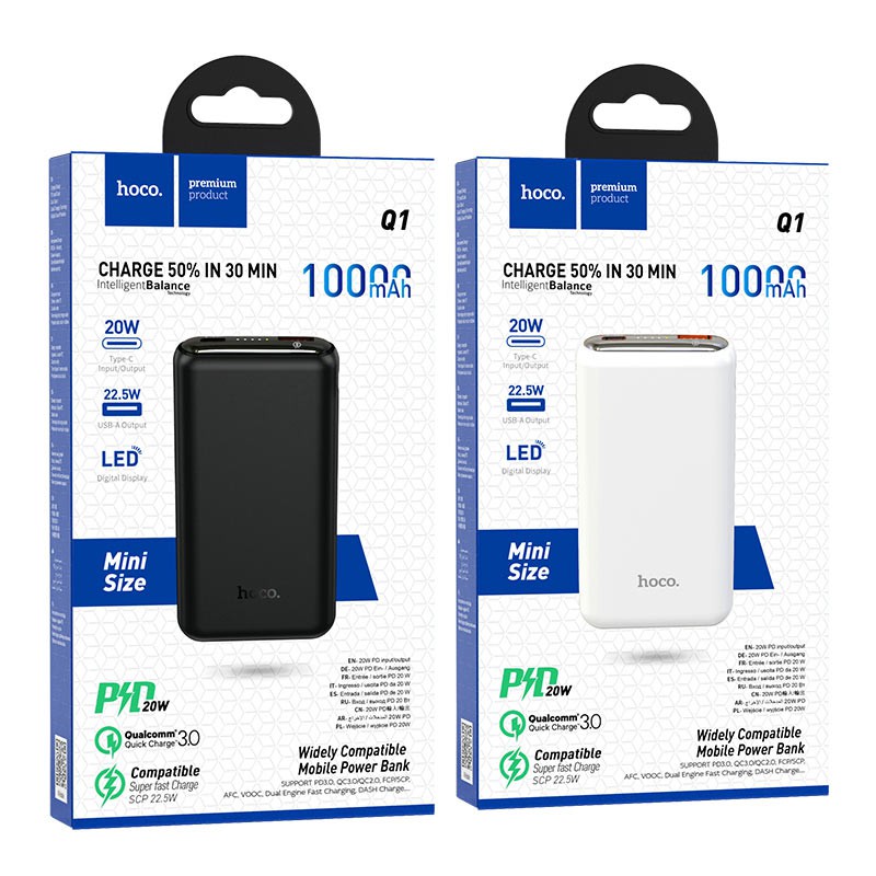 Pin sạc dự phòng Hoco Q1 Kraft 10000mAh lõi Li-polymer, QC3.0, PD Type-C 20W, VOOC - Hãng phân phối chính thức