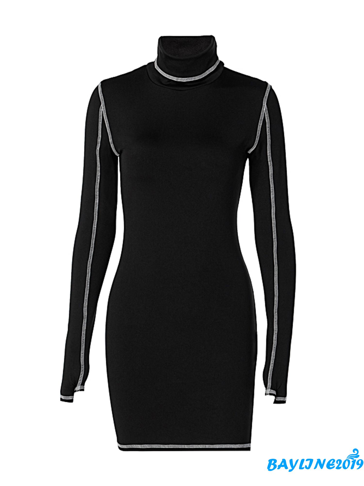 BAY-Women Fashion Long Sleeve High Collar Dress Stylish Dress for Shopping Daily Wear | BigBuy360 - bigbuy360.vn