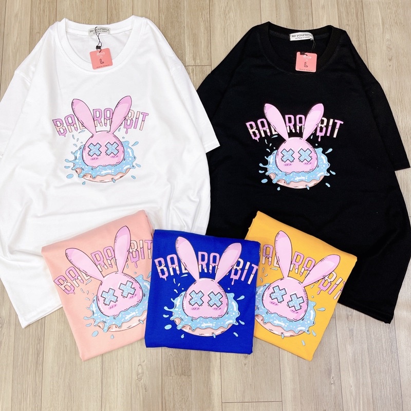 Áo Thun PHÔNG NAM NỮ UNISEX Thỏ BadHabits - Hình chụp thật
