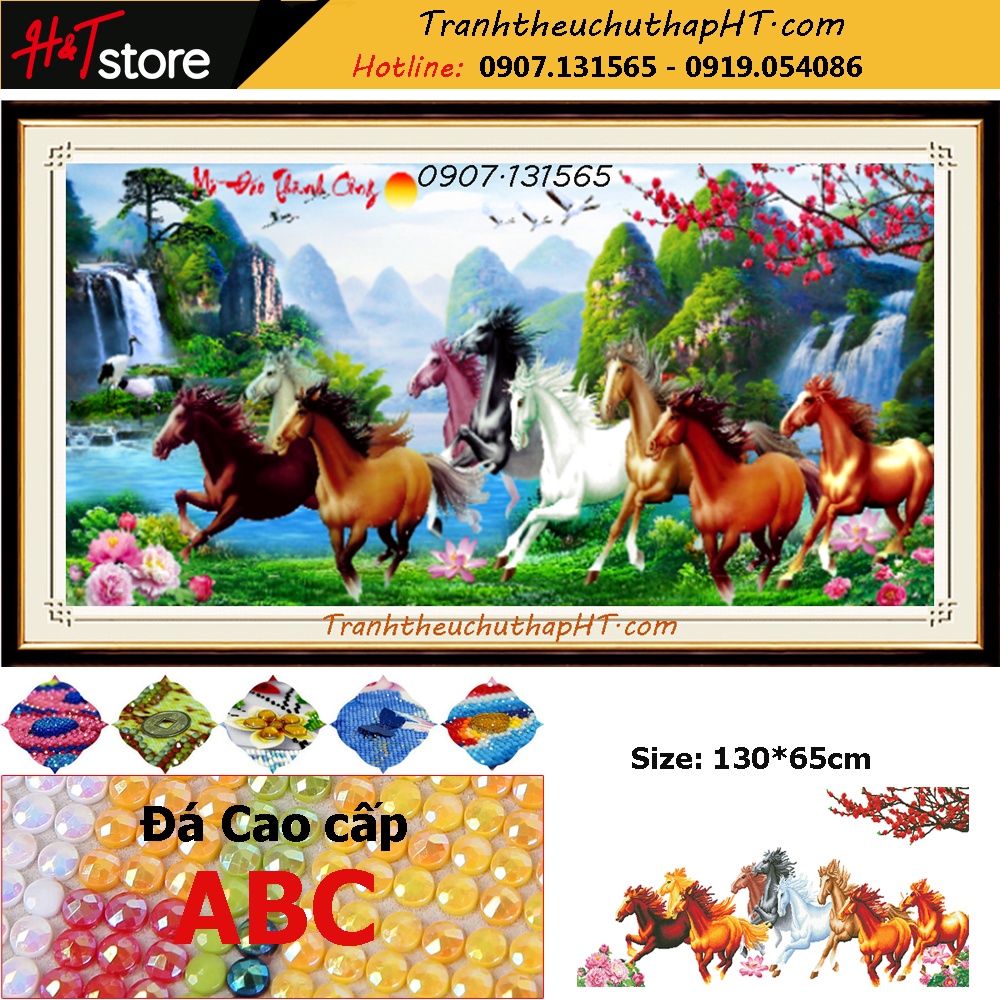 Tranh đính đá tự làm - Tranh thêu chữ thập Mã đáo thành công LV3529, LV3530, LV3531, LV571, LV572, LV573 - Chưa đính