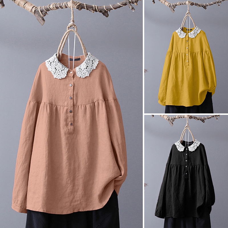 Áo ZANZEA dài tay phối ren gợi cảm cho nữ