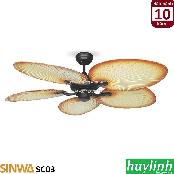 Quạt trần cánh lá cọ Sinwa SC03 - 5 cánh - DC Inverter