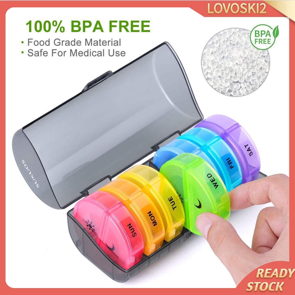 Twice-a-Day Weekly Pill Organizer 7 Day 2 Times a Day for Pills Supplements