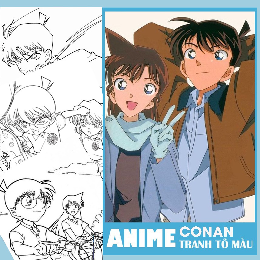 Line art Tranh tô màu Anime khổ A4  - Cho những bạn yêu thích truyện Conan