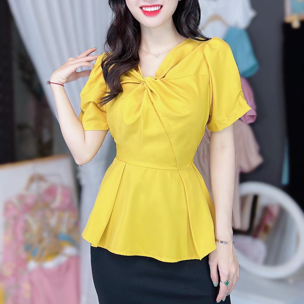 Áo peplum xoắn ngực che bụng CHUU A8052