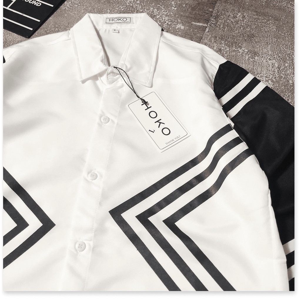 Áo sơ mi tay dài phối sọc đen cực chất , siêu đẹp cho anh em KHANH AN FASHION