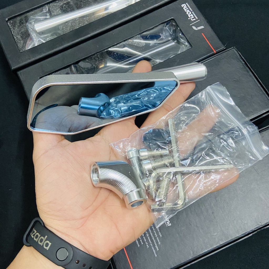Gương, kính chiếu hậu 744 chân 3D chất liệu nhôm nguyên khối CNC gắn mọi dòng xe máy Honda, Yamaha