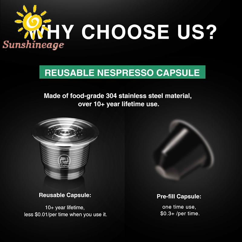 SUNAGE --1PC Machine Tool Durable Non-toxic Reusable Pod For Nespresso Coffee Capsule& SHINE