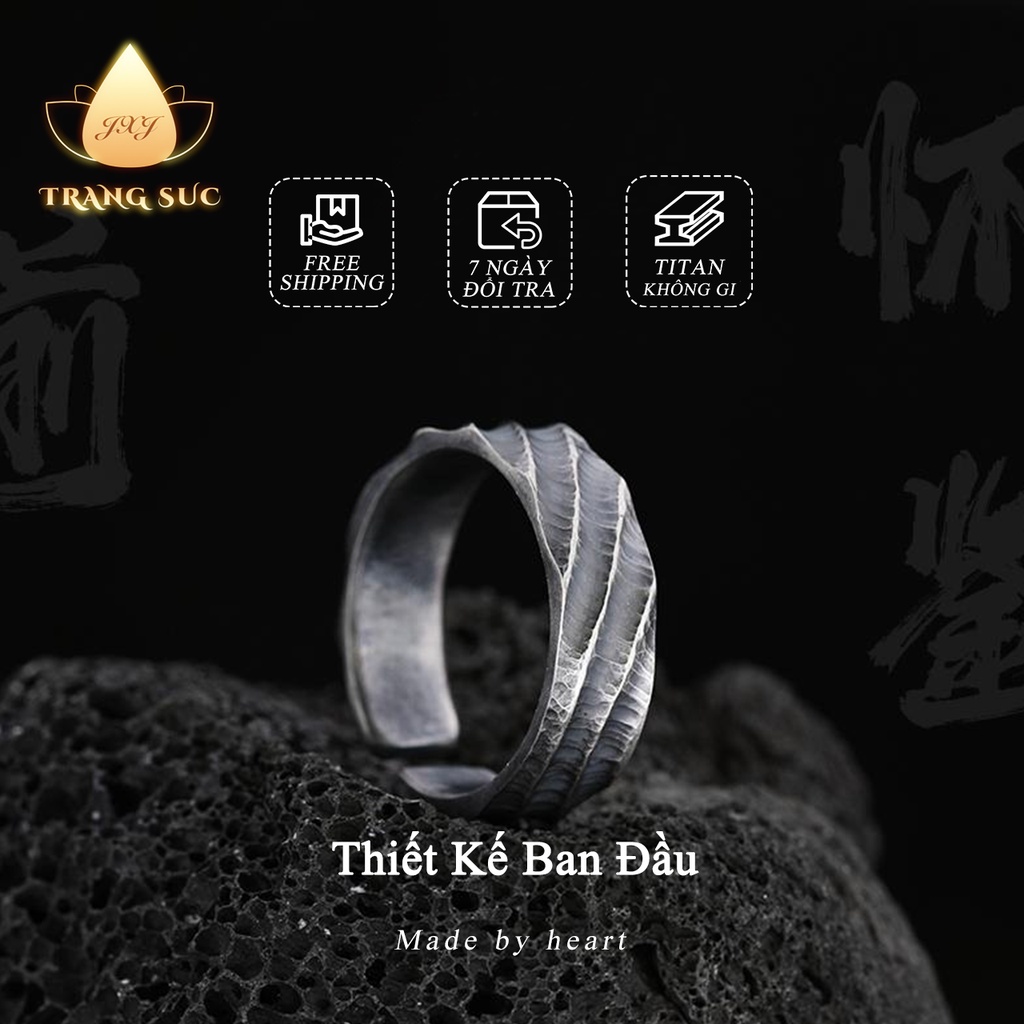 Nhẫn Nam TITAN Đơn giản Cá tính mạnh Làm như cũ Cổ điển Làm bằng tay Thiết kế ban đầu NH-233
