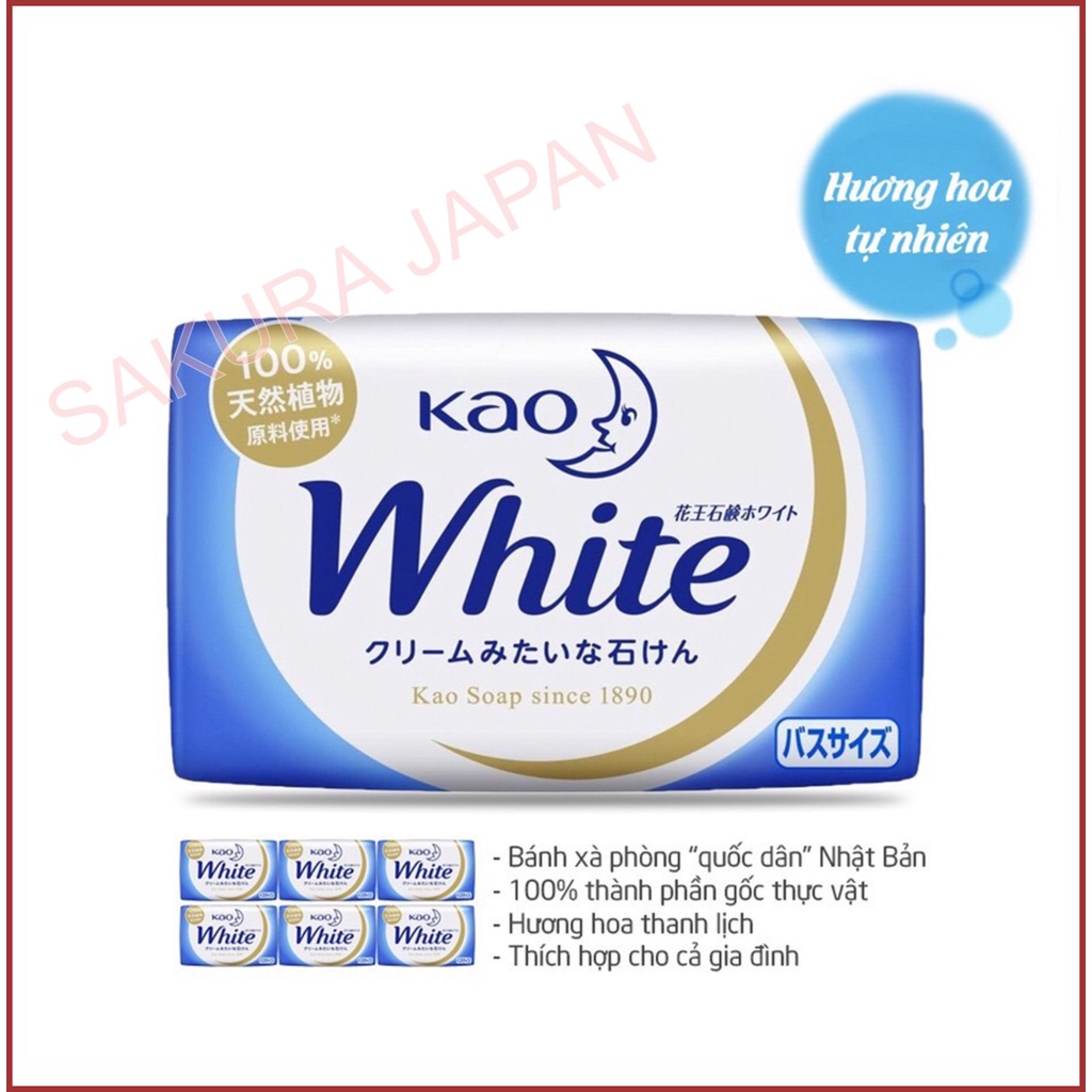 Xà phòng tắm KAO White 130g Nhật Bản xà bông giúp trắng da