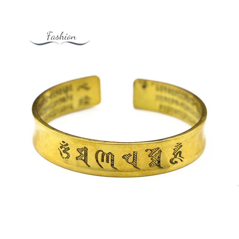 Vòng Đeo Tay Dạng Mở Bằng Đồng Thau Thiết Kế Phong Cách Tây Tạng Cổ Điển Thoải Mái Cho Nam Và Nữ