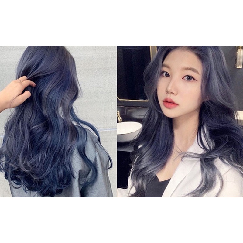 Combo màu nhuộm tóc xanh đen Hàn Quốc không cần tẩy, không khô tóc ( tặng kèm dụng cụ nhuộm và viên dưỡng)