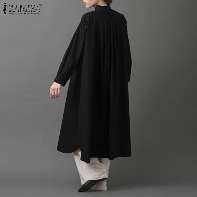 Đầm maxi ZANZEA dài tay cổ đứng gài nút thời trang cho nữ