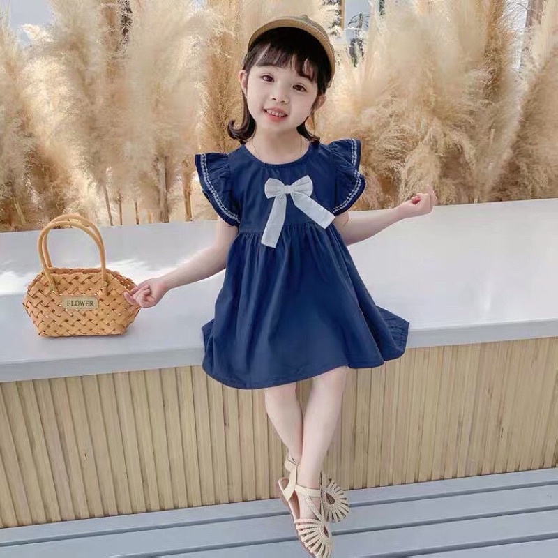 [ Hot SALE] Váy thô mềm cánh tiên nơ ngực cho bé gái chất liệu mềm mại, tiểu thư cho bé gái 10-25kg