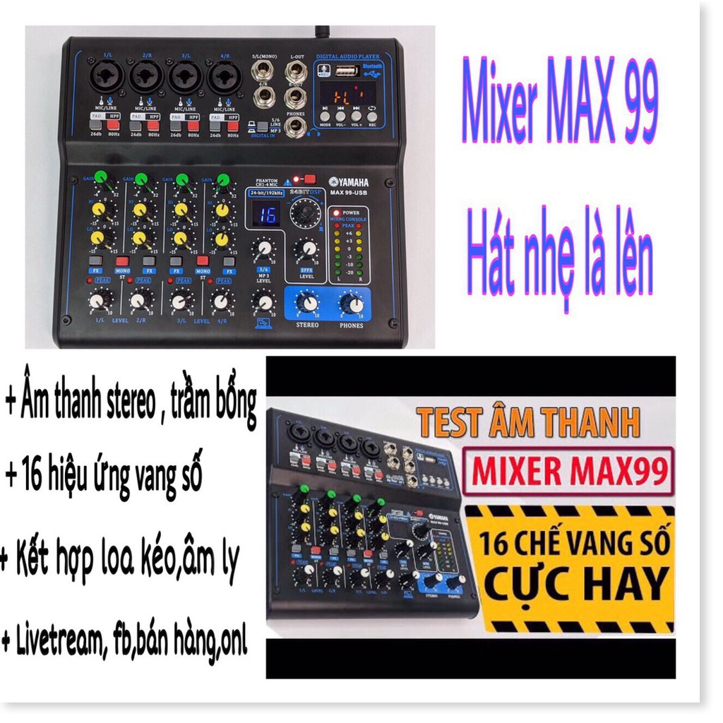 Combo livestream thu âm hàng khủng vip mixer Max 99 kết hợp Micro PC K850 - Tặng full dây nối phụ kiện