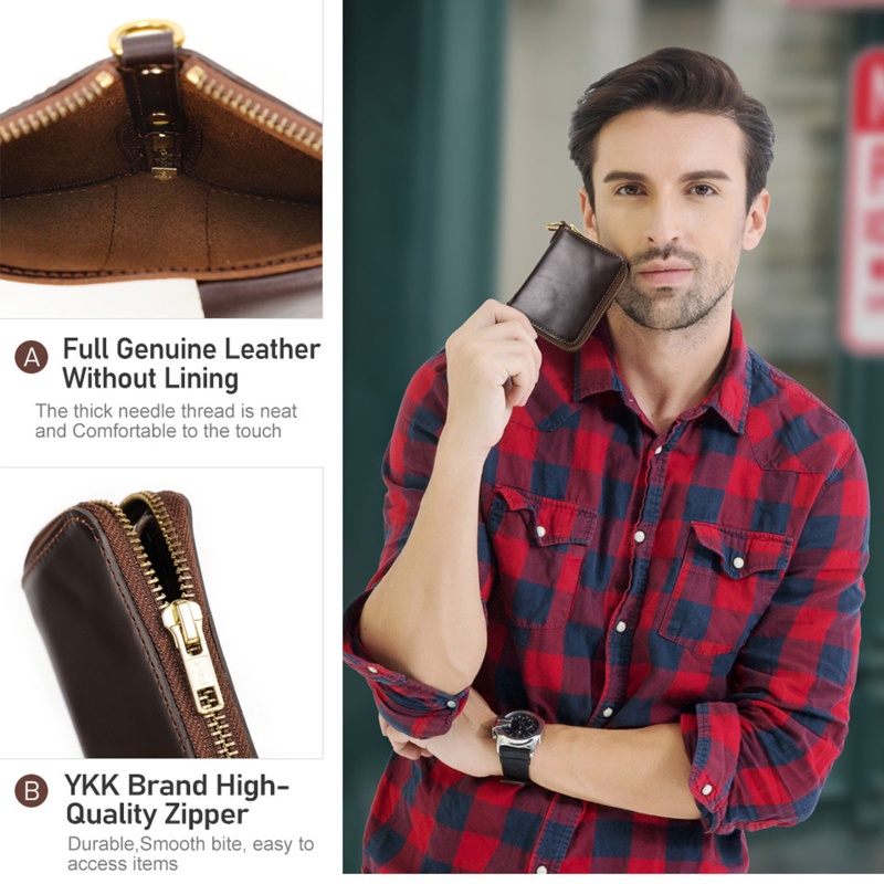 Youyo Ví Đựng Thẻ Tín Dụng Có Khóa Kéo Chống Thất Lạc Phong Cách Retro Dành Cho Nam