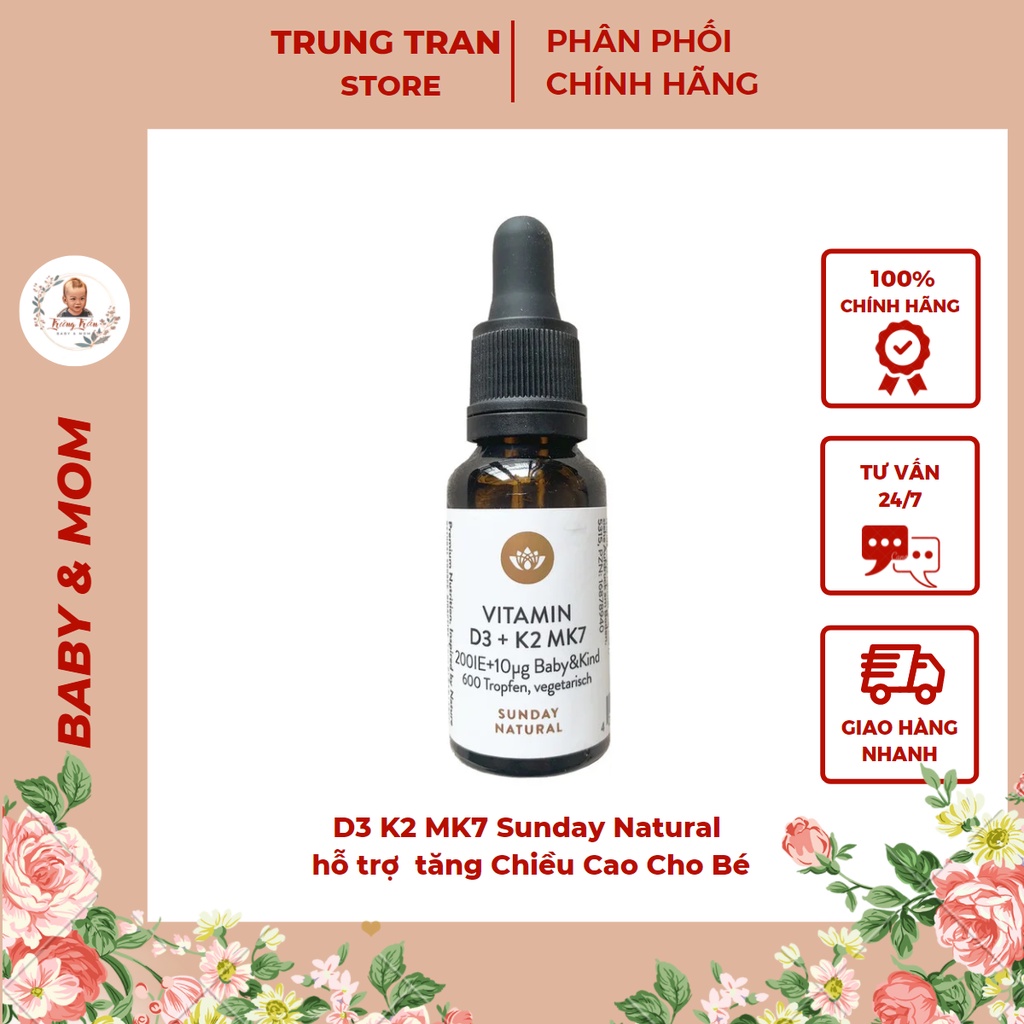 [MẪU MỚI ] Vitamin D3 K2 MK7 Sunday Natural Đức