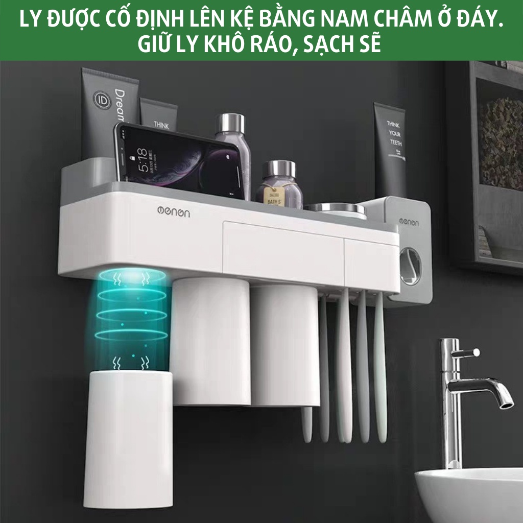 Bộ nhả kem đánh răng tự động OENON kèm cốc kệ phòng tắm thông minh