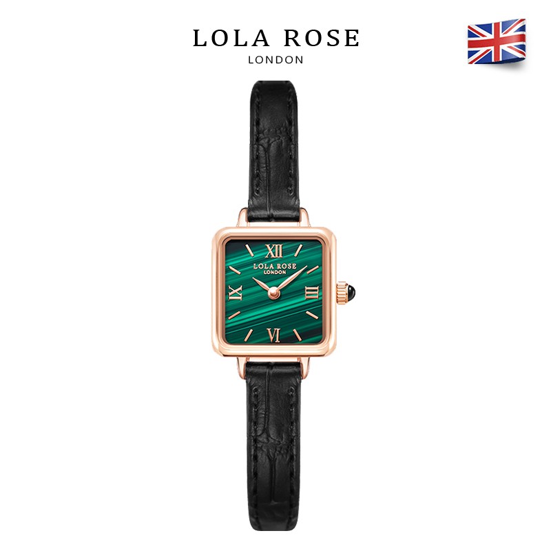 Đồng hồ nữ LolaRose mặt vuông nhỏ 19x20mm đá malachite tự nhiên cá tính nhỏ gọn thời thượng LR2228 | BigBuy360 - bigbuy360.vn