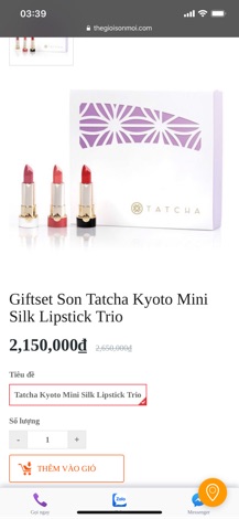SON MOI TATCHA set mini 3 100% auth sale 55%