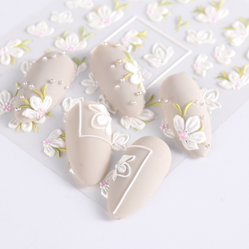 Miếng Dán Trang Trí Móng Tay Hình Hoa Trà 5D Xinh Xắn