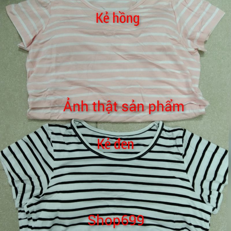 ÁO THUN COTTON KẺ NGANG MẶC BẦU BÍ HOẶC SAU SINH KÈM MÚT BRA. HÀNG QC CHẤT LƯỢNG CAO