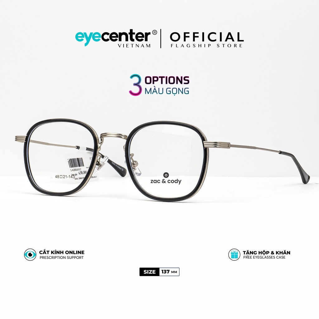 Gọng kính cận nam nữ KENDRICK chính hãng ZAC & CODY A10-S kim loại chống gỉ cao cấp nhập khẩu by Eye Center Vietnam