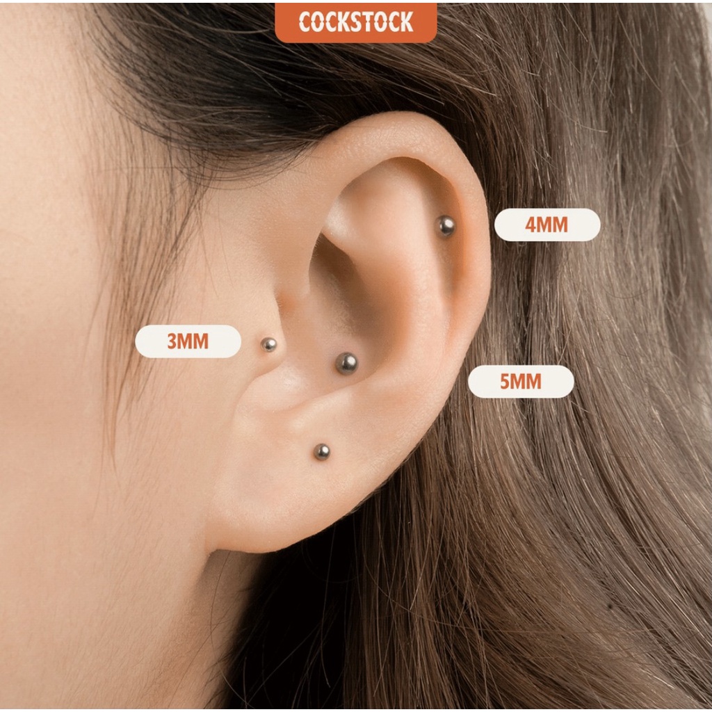 Khuyên tai thẳng 2 đầu bi thân dài (Long Marbles)