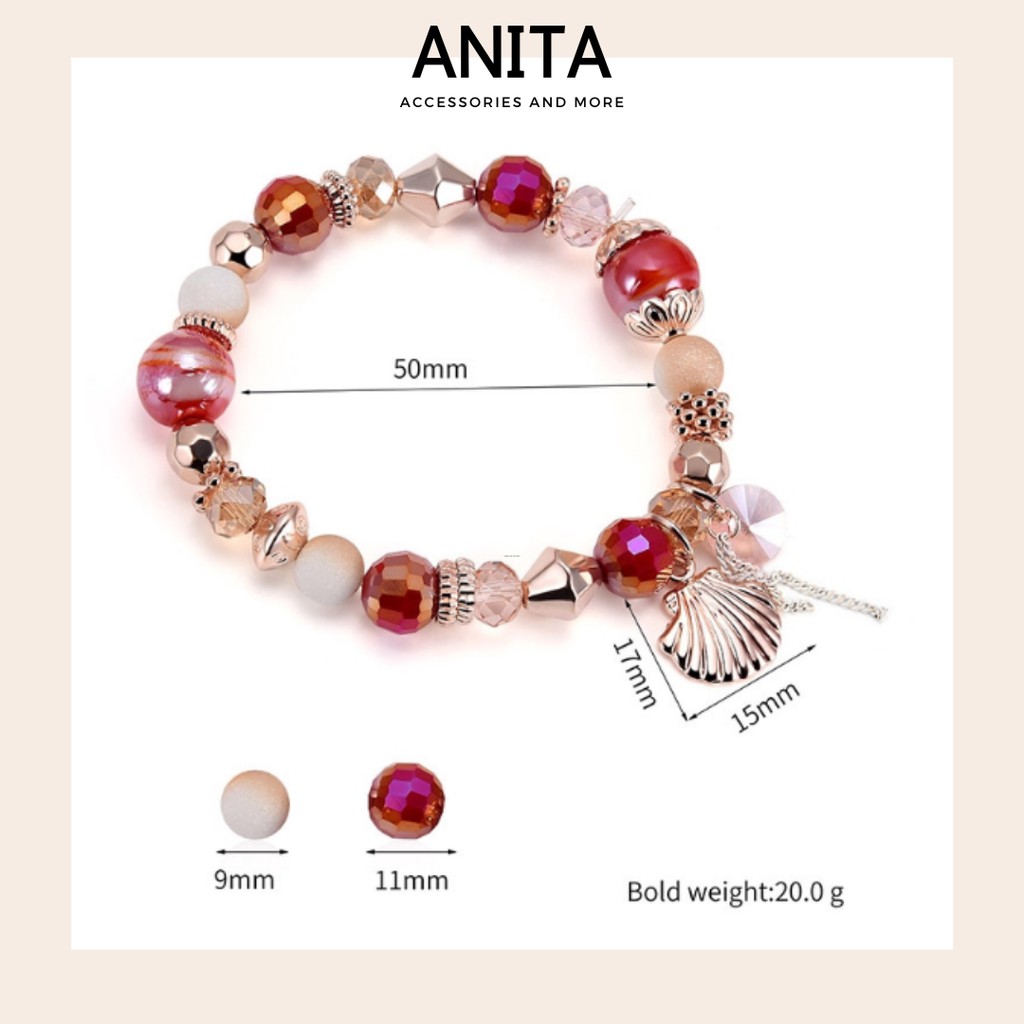 Vòng charm Anita - [5 MẪU] Vòng tay Bohemian các kiểu tone màu ấm đỏ hồng rực rỡ C661