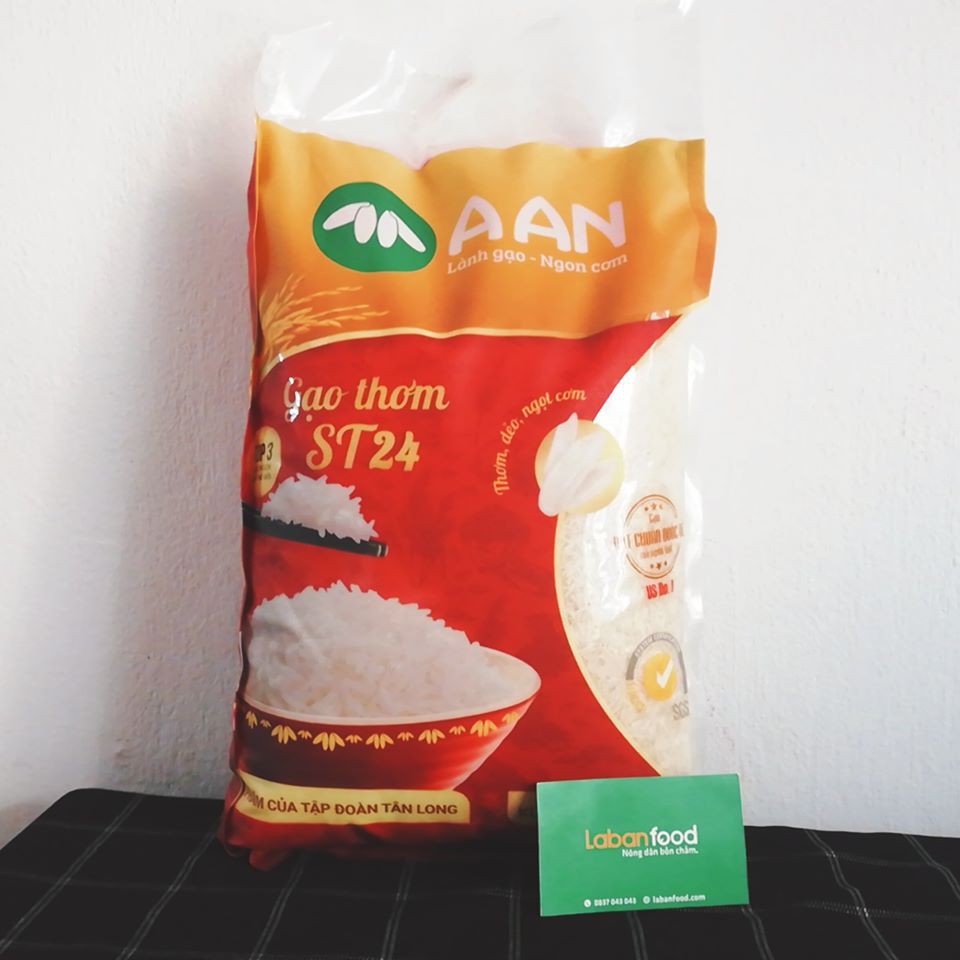 Gạo thơm ST24 thương hiệu A An túi 5kg - Top 3 gạo ngon nhất thế giới