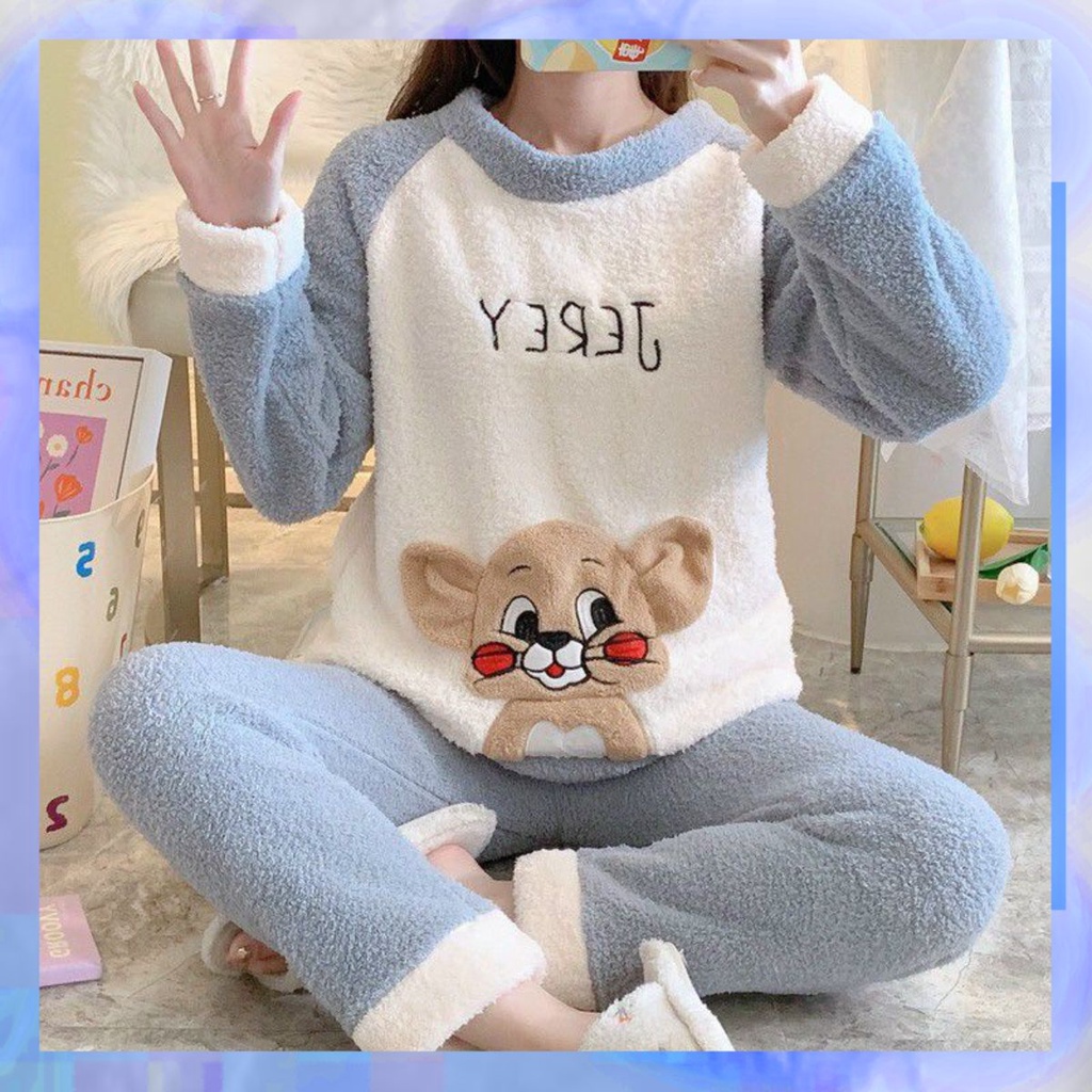 Bộ đồ lông thêu hình chuột ngộ nghĩnh độc lạ nhiều màu sắc. nganunisex