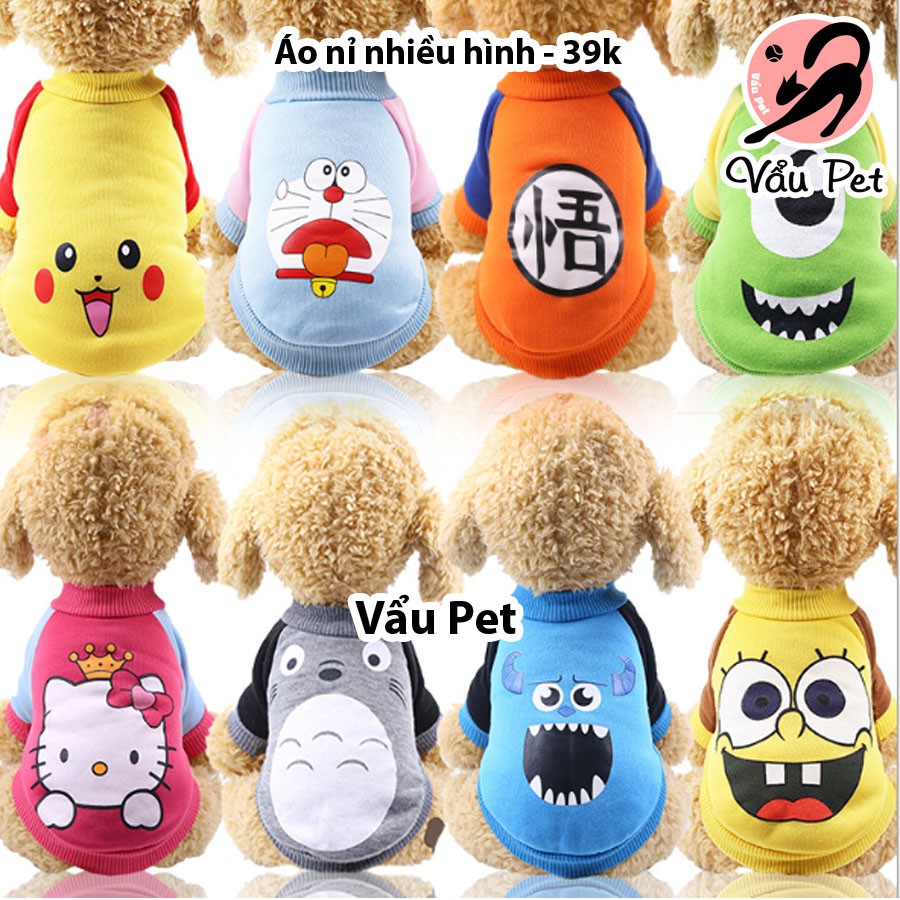 Áo nỉ hình cute dành cho chó mèo thú cưng