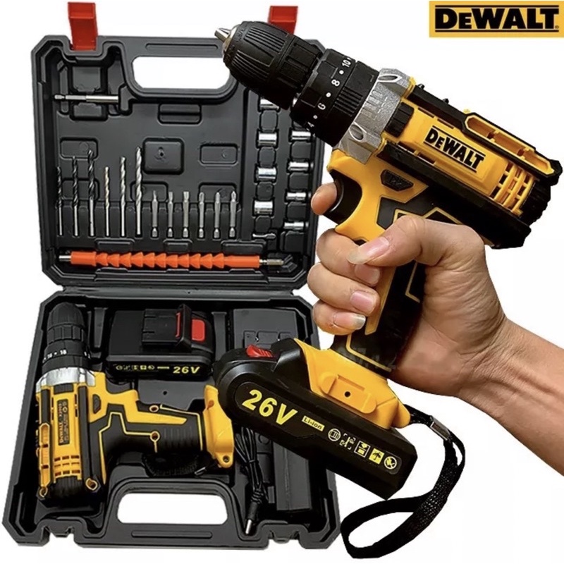 Máy Khoan Pin DeWal Đầu 10mm Autolock 3 chức năng tặng bộ phụ kiện 24 chi tiết