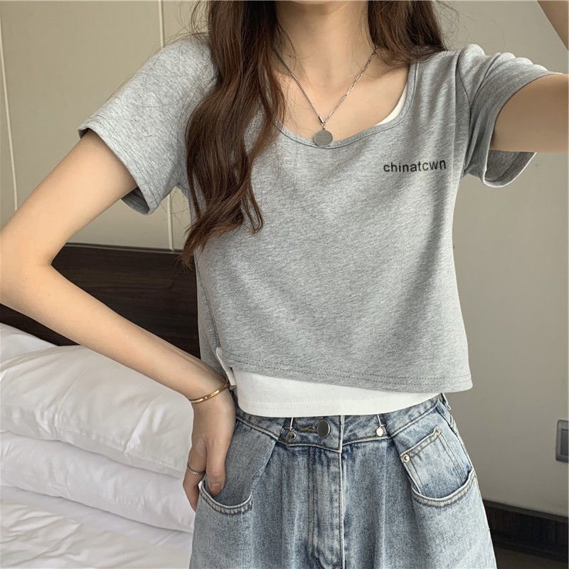 Áo Crop Top Thời Trang Giả Nhiều Lớp Phong Cách Năng Động 2021