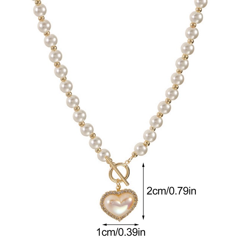 Vòng cổ Chuỗi Ngọc Trai Mặt Hình Trái Tim Đơn Giản Cho Nữ