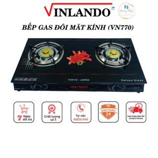 Bếp gas đôi mặt kính dương VINLANDO VN770 tiết kiệm gas