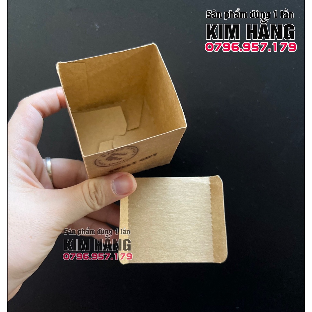 Set 100 ly giấy kraft vuông đựng bánh tiramisu , đựng mousse mini siêu xinh , siêu dễ thương