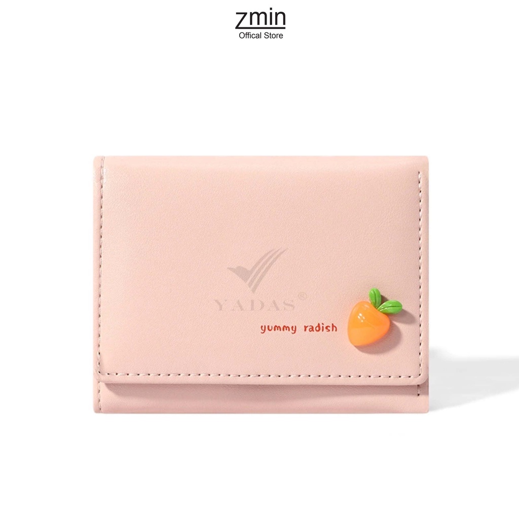Ví bóp nữ ngắn mini cầm tay Zmin, chất liệu da cao cấp có thể bỏ túi - V044
