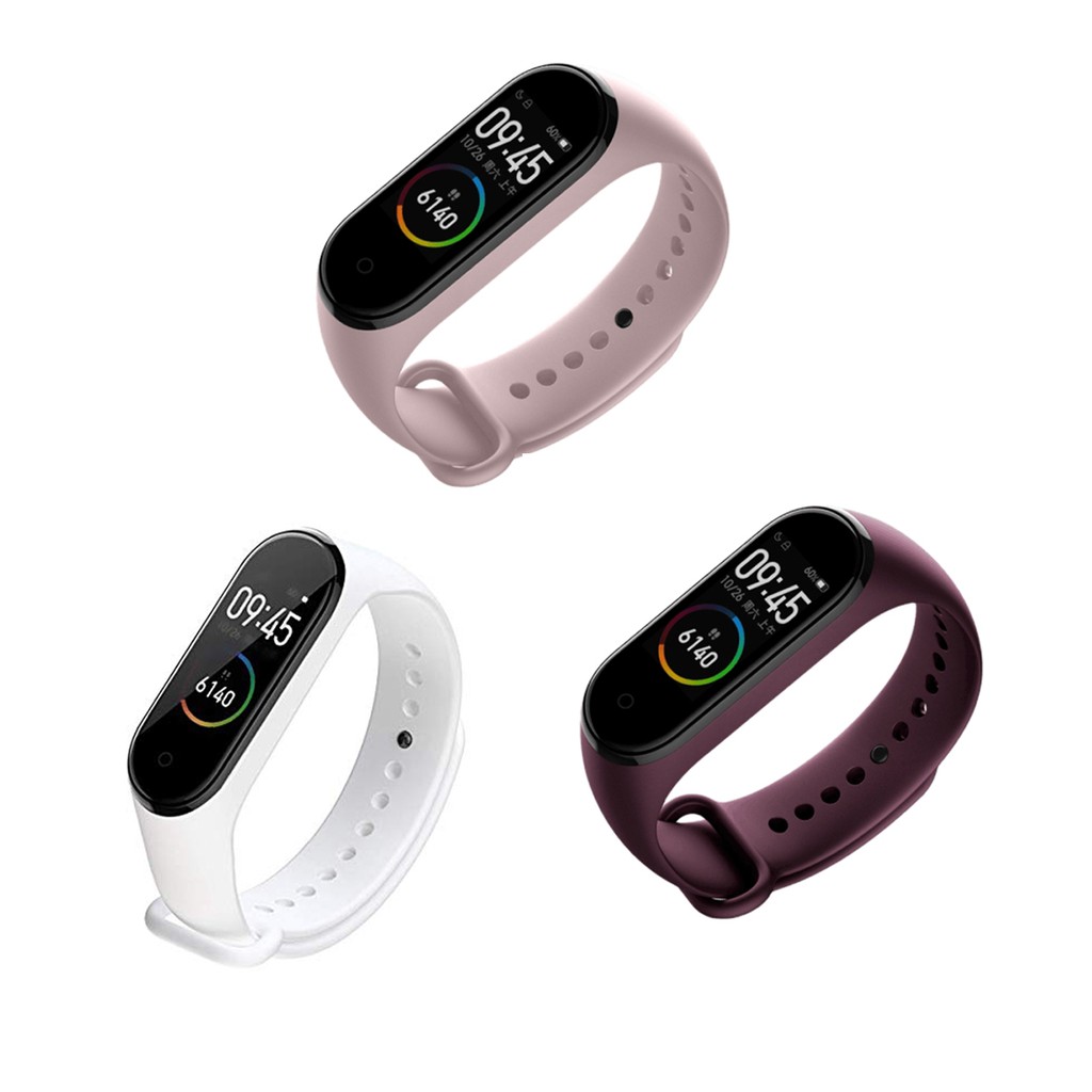 Combo 3 dây đeo màu Hồng Phấn- Đỏ Rượu- Trắng cho Xiaomi Mi Band 4 siêu hot