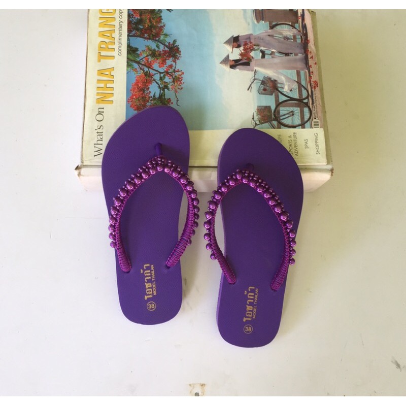 Dép Nữ Xỏ Ngón Dép Tông Nữ Quai Đính Ngọc/ Sò Ốc Sang Chảnh Size 35-38 - Hàng Thái Lan - Lucky Girl shop