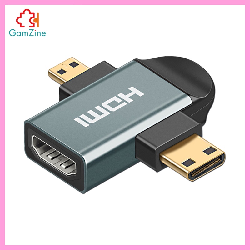 GamZine  3in 1 HDMI Female to Mini HDMI Male + Micro HDMI Male Adapter