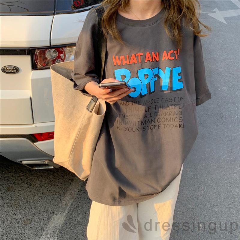 Áo Thun Nữ Tay Ngắn Dáng Rộng In Chữ Cá Tính